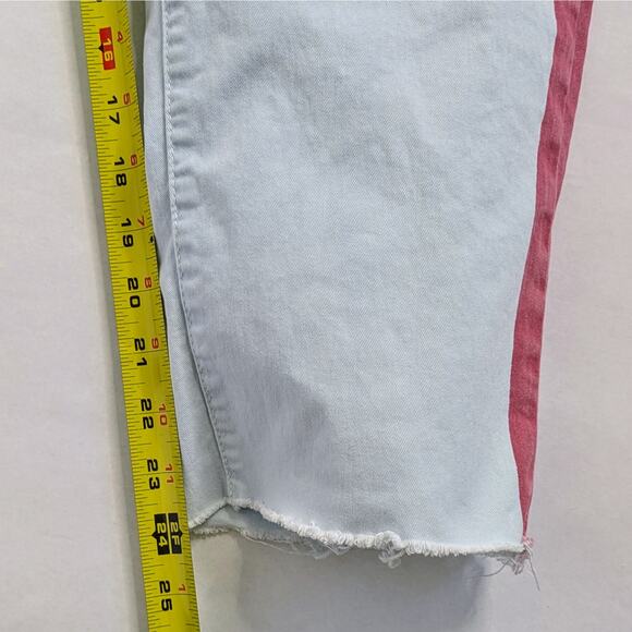 Mother Pants Shaker Prep Fray Women 31 Blue Killing Time Raw Hem Stripe Zipper - Picture 10 of 14